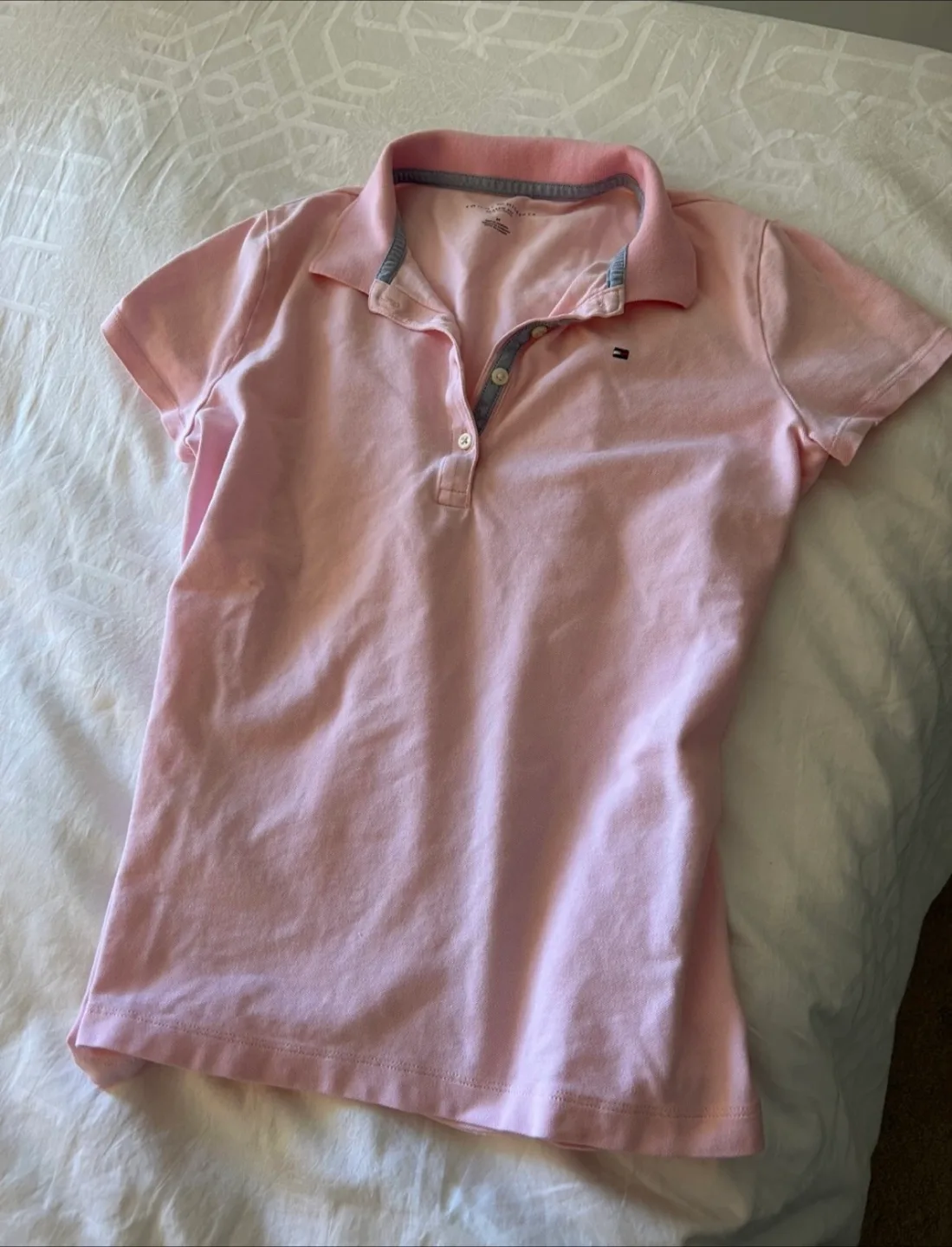Tommy Hilfiger Pink Polo Short Sleeve Shirt - Size M image indicator(3)