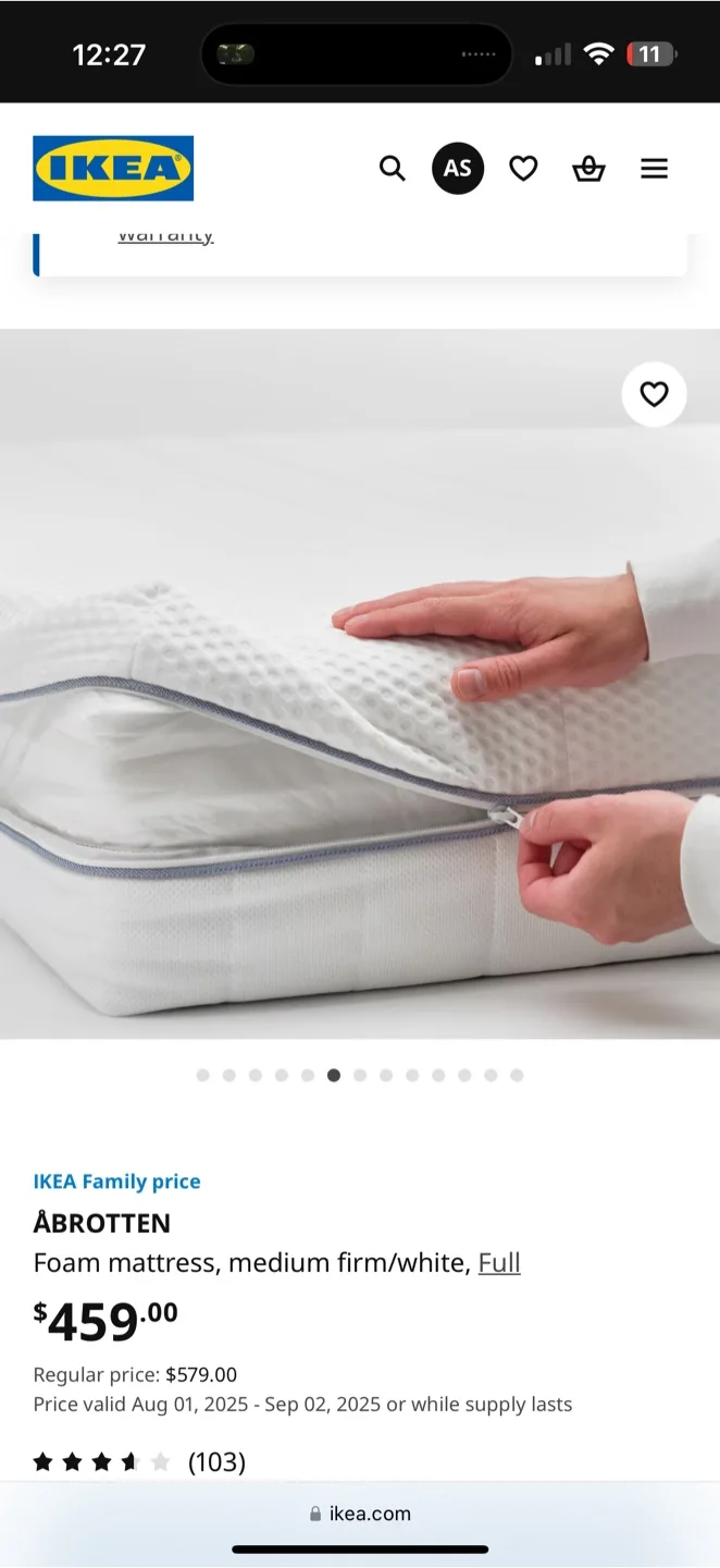 IKEA ÅBROTTEN Foam Mattress - Full Size image indicator(2)