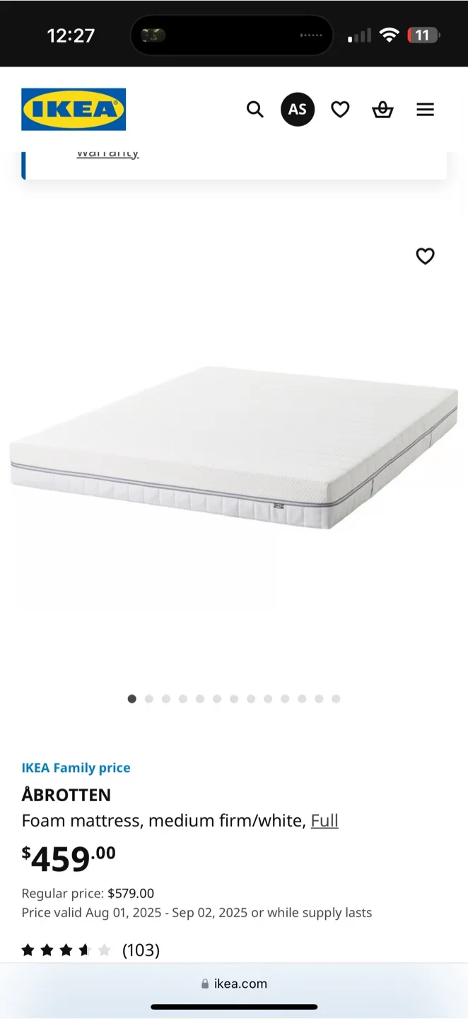 IKEA ÅBROTTEN Foam Mattress - Full Size thumbnail