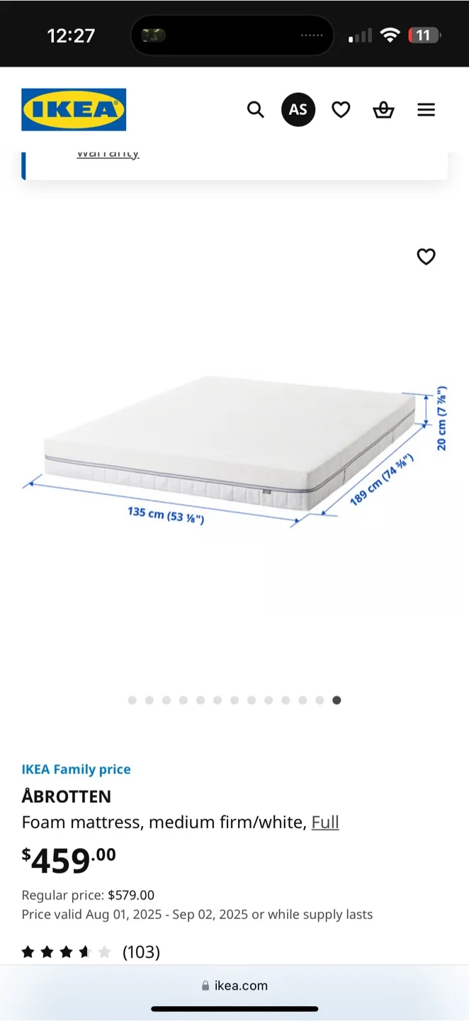 IKEA ÅBROTTEN Foam Mattress - Full Size image indicator(3)