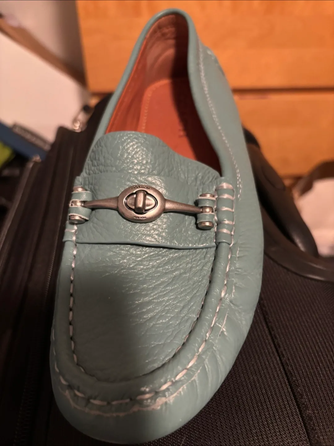 Coach Blue Leather Loafers thumbnail