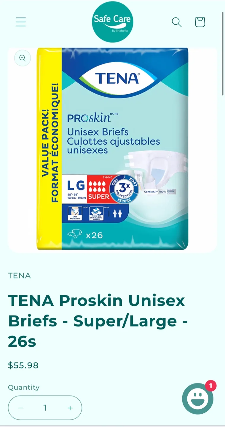 TENA Proskin Unisex Briefs - Super/Large - 26s thumbnail
