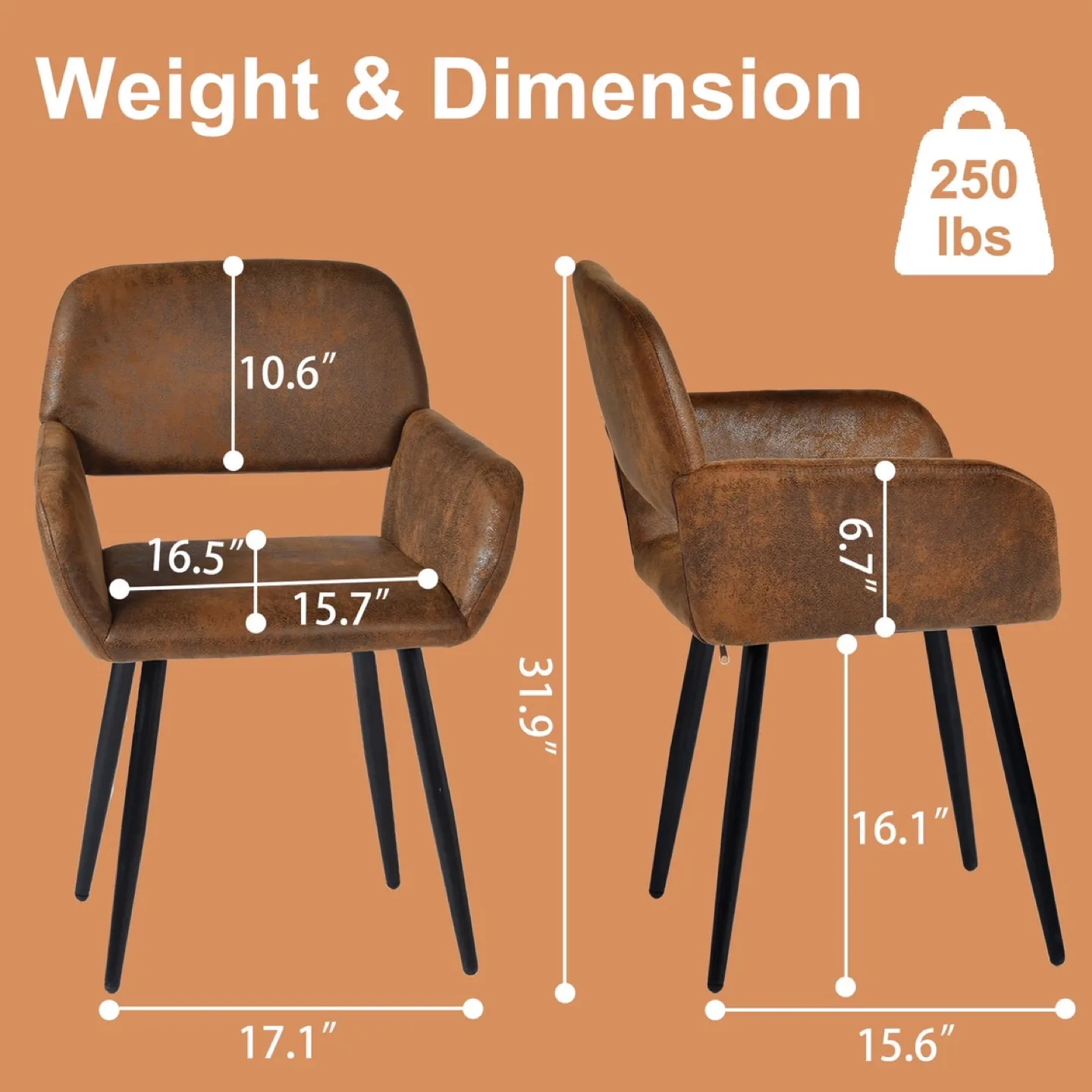 Set of 2 Dining Chairs, Modern Upholstered Chairs image indicator(3)