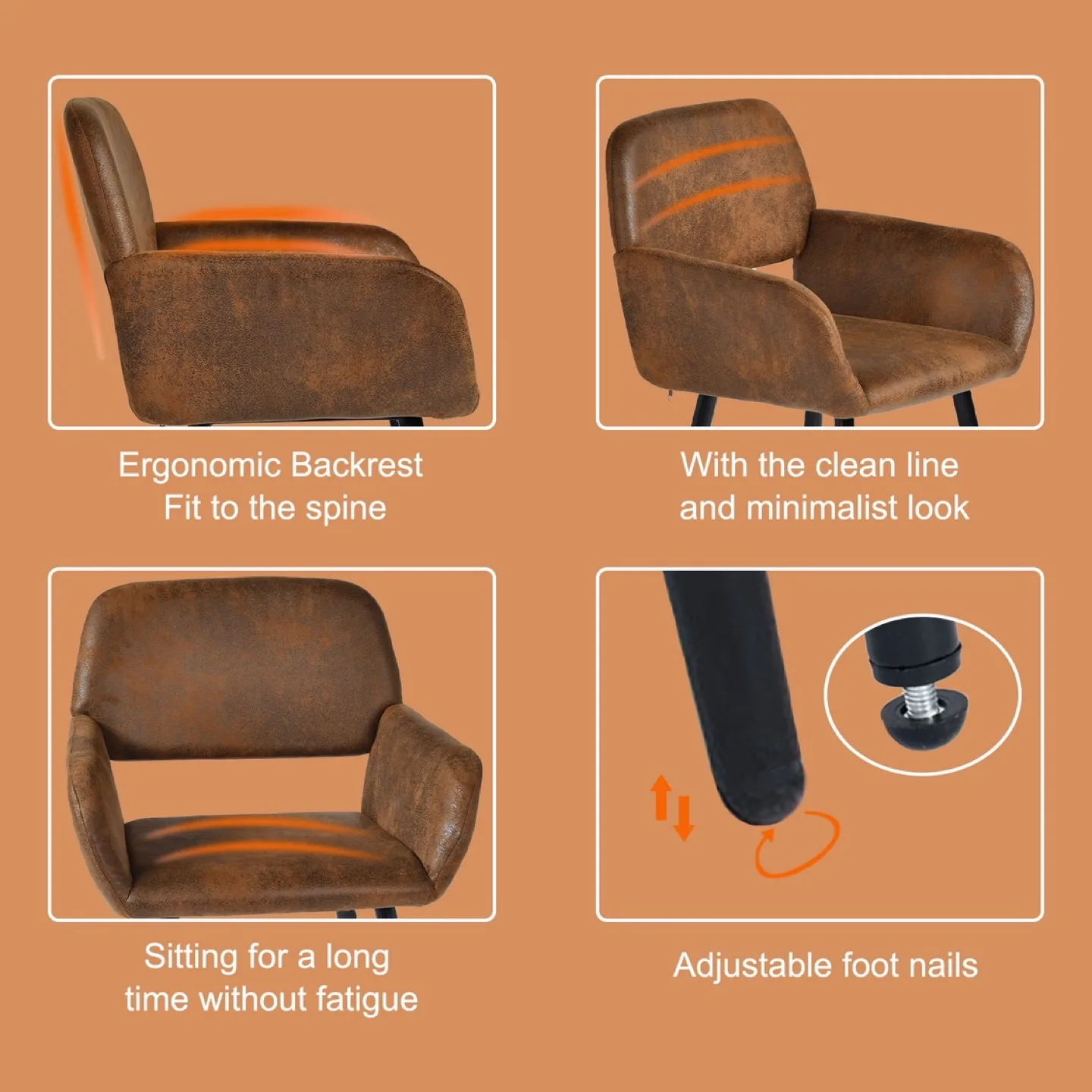 Set of 2 Dining Chairs, Modern Upholstered Chairs image indicator(5)