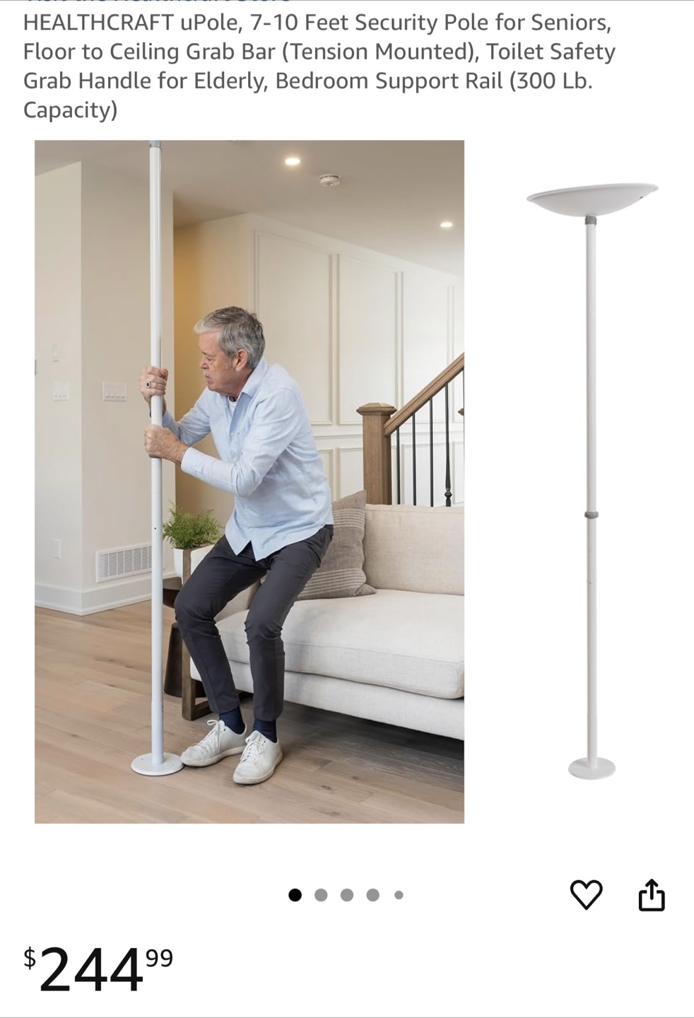 HEALTHCRAFT uPole 7-10 Feet Security Pole