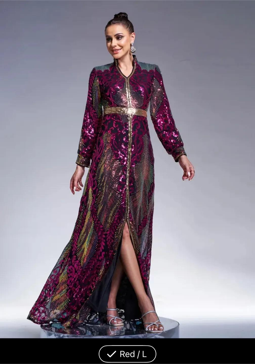 Red Sequin Maxi Dress - Size L &LX thumbnail