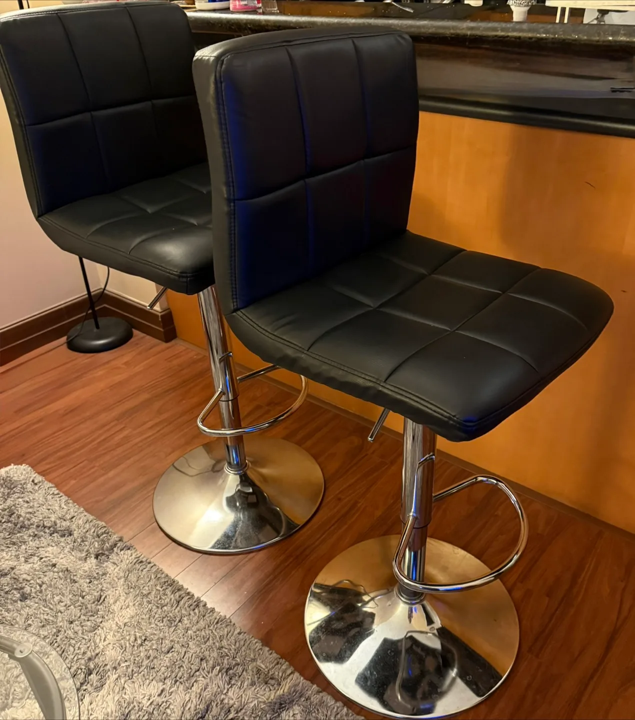 Black Adjustable Bar Stools (Set of 2) thumbnail