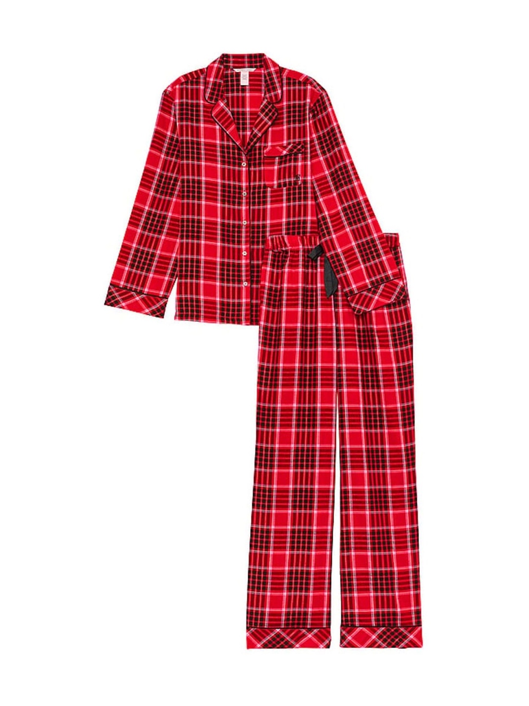 Victoria's Secret Flannel Pajama Set, Red Plaid - photo 2