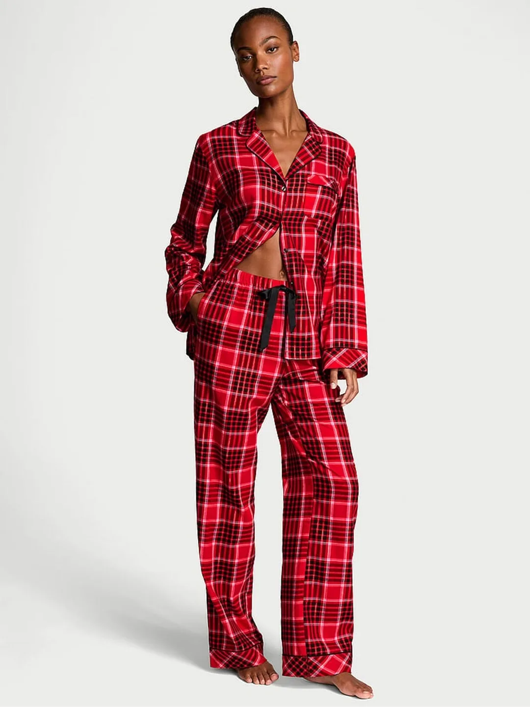 Victoria's Secret Flannel Pajama Set, Red Plaid image indicator(3)