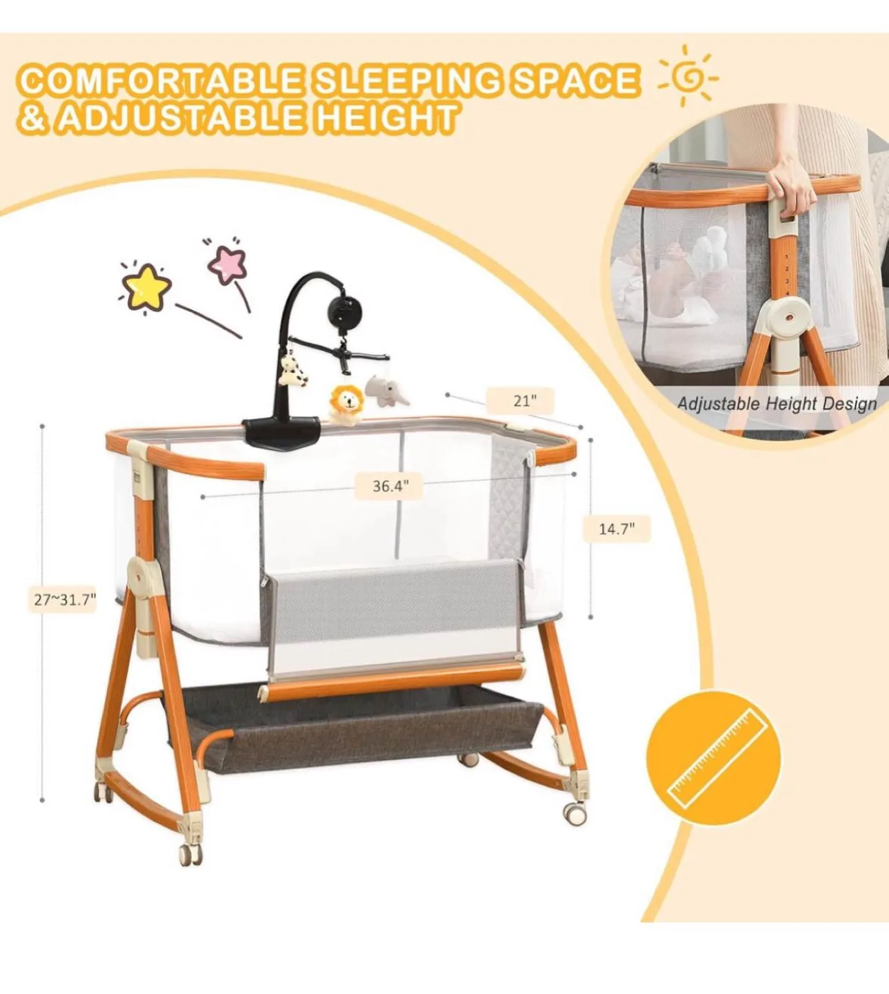 3-in-1 Convertible Baby Bassinet image indicator(2)