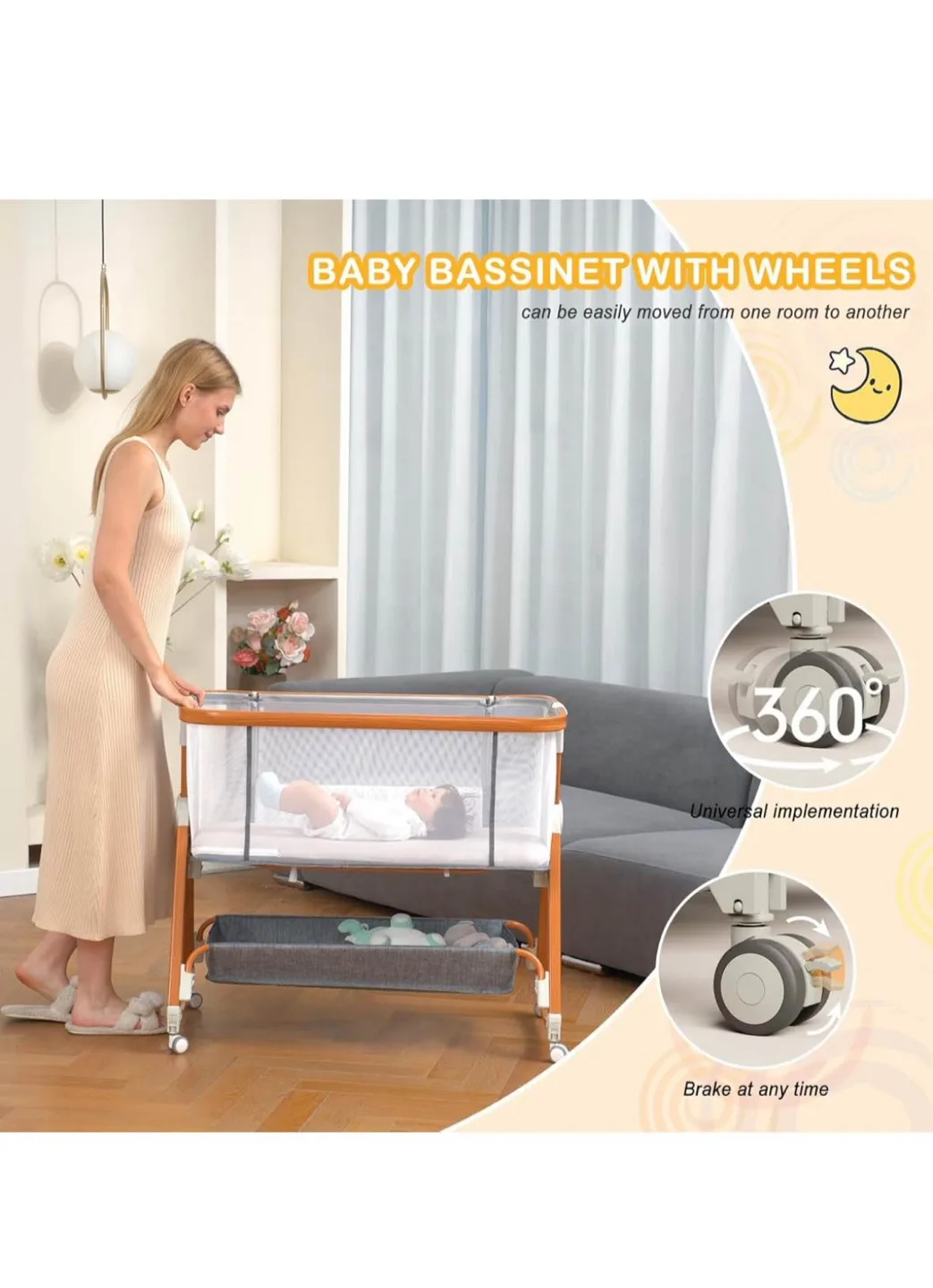 3-in-1 Convertible Baby Bassinet image indicator(3)