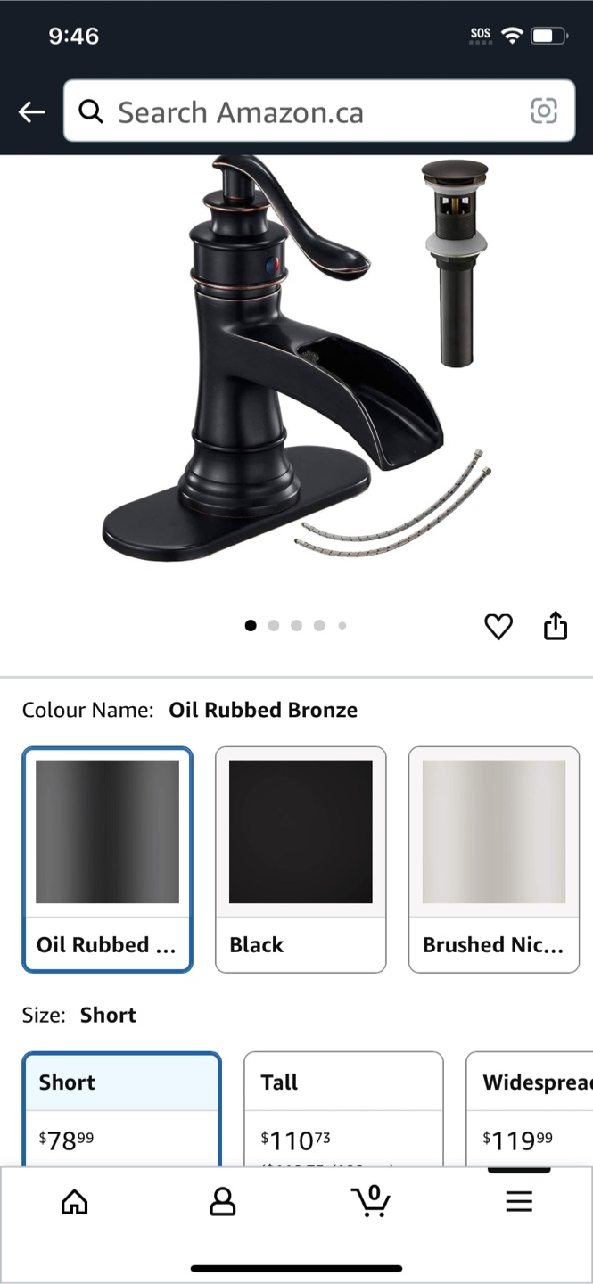 Oil Rubbed Bronze Waterfall Faucet - Short