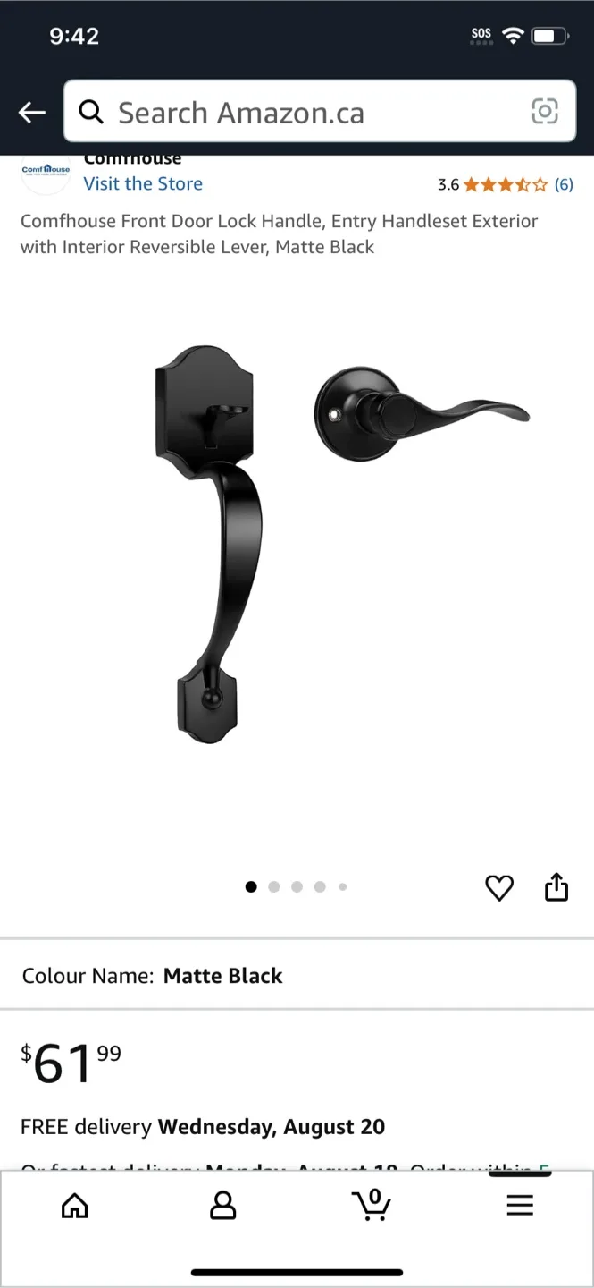 Comfhouse Matte Black Door Handle Set image indicator(2)