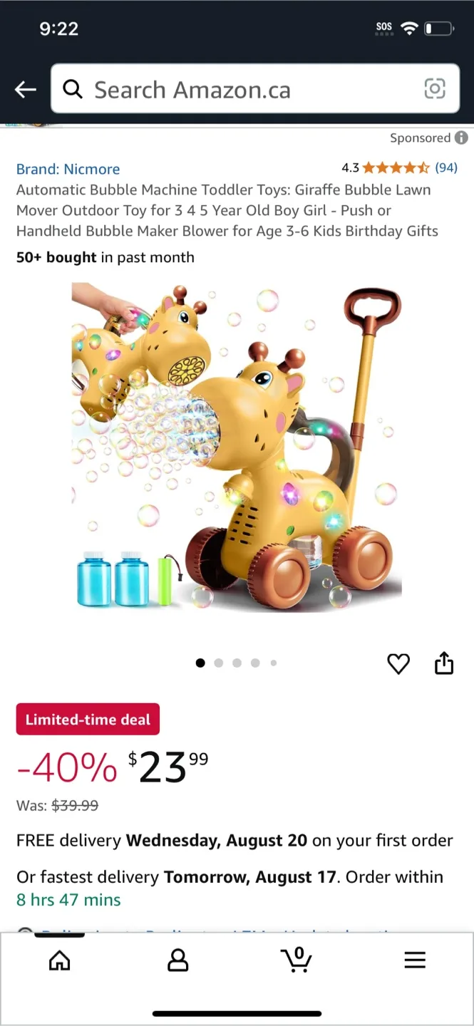 Nicmore Giraffe Bubble Machine - New in Box! image indicator(2)