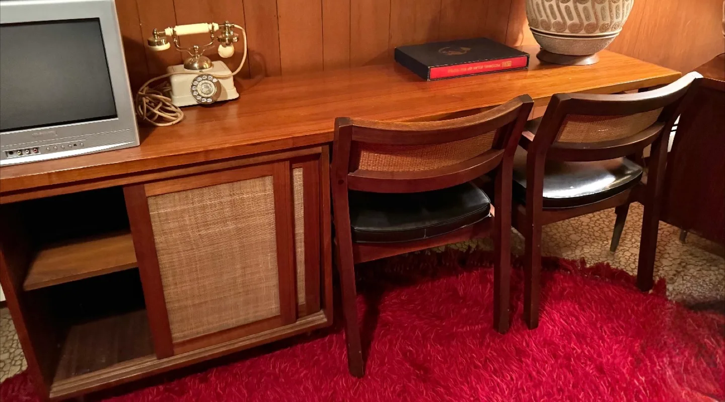 Vintage Mid-century Desk with 2 Chairs thumbnail