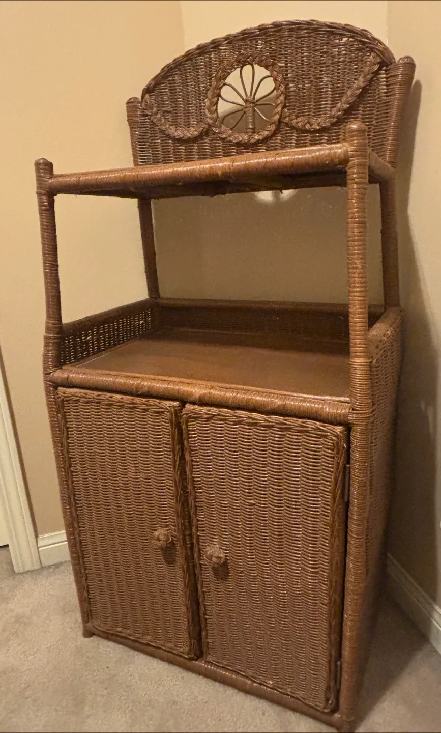 Beautiful Wicker Shelf Unit (handcrafted with cane) thumbnail