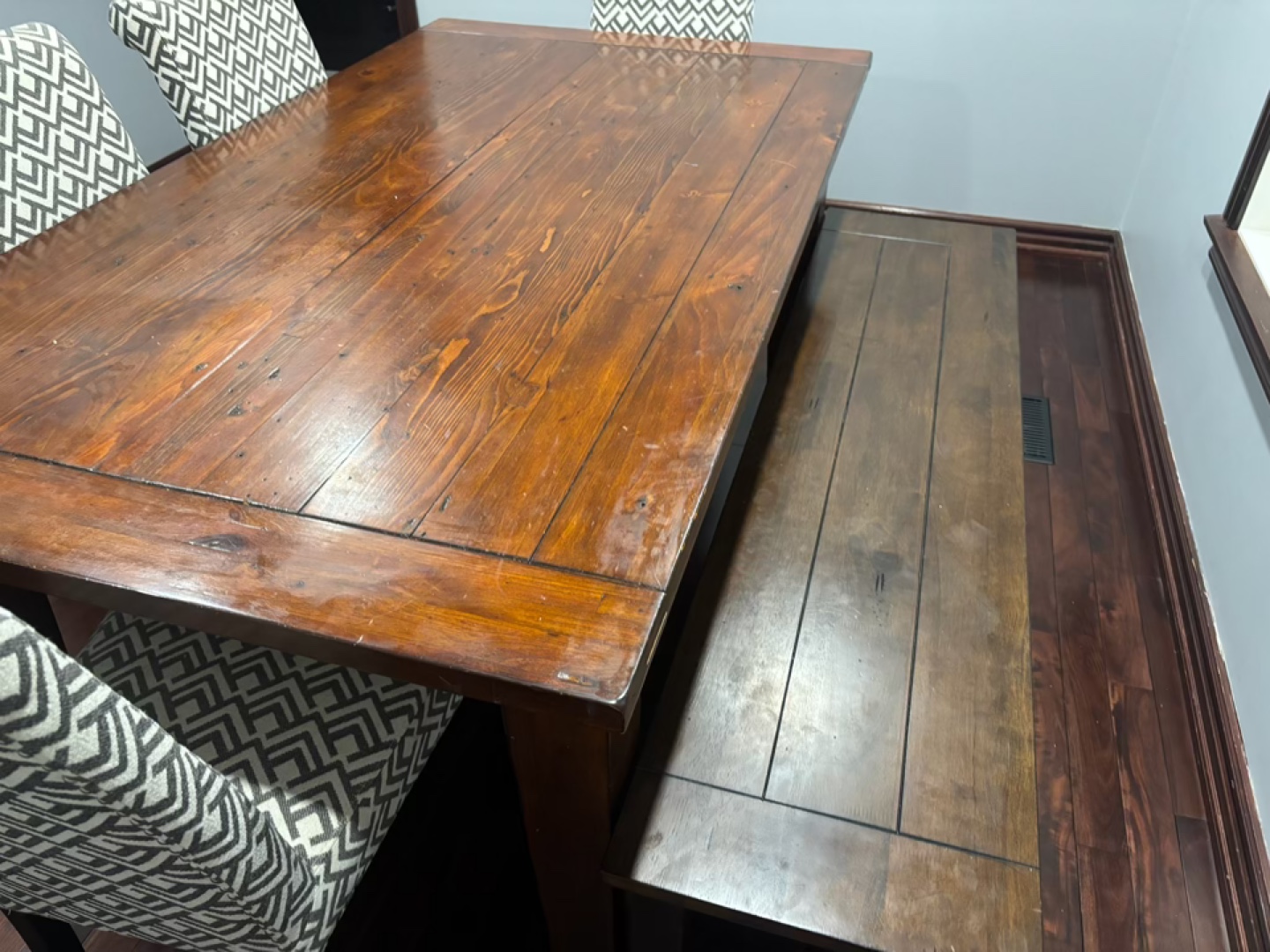 Wood Dining Table with Bench and 4 Chairs