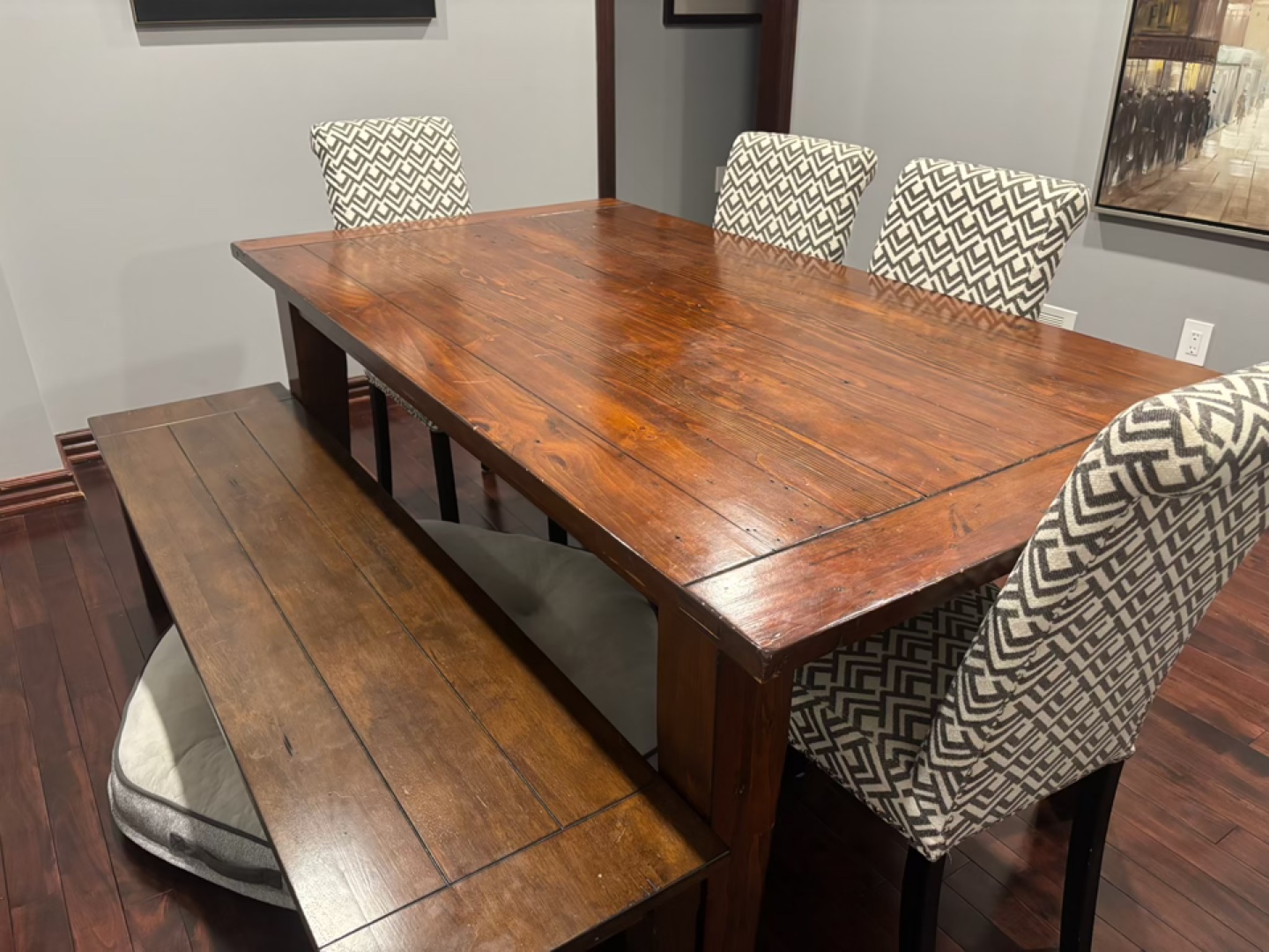 Wood Dining Table with Bench and 4 Chairs - photo 2