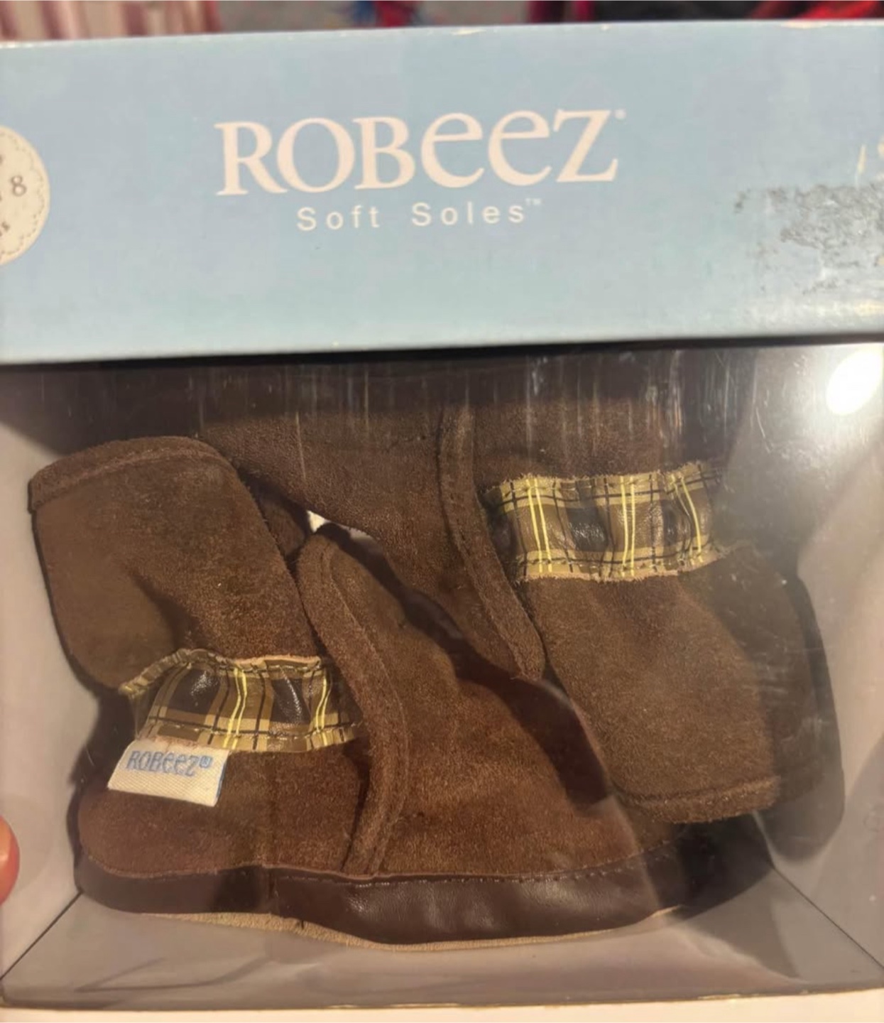 Robeez Brown Soft Soles Baby Booties - New in Box