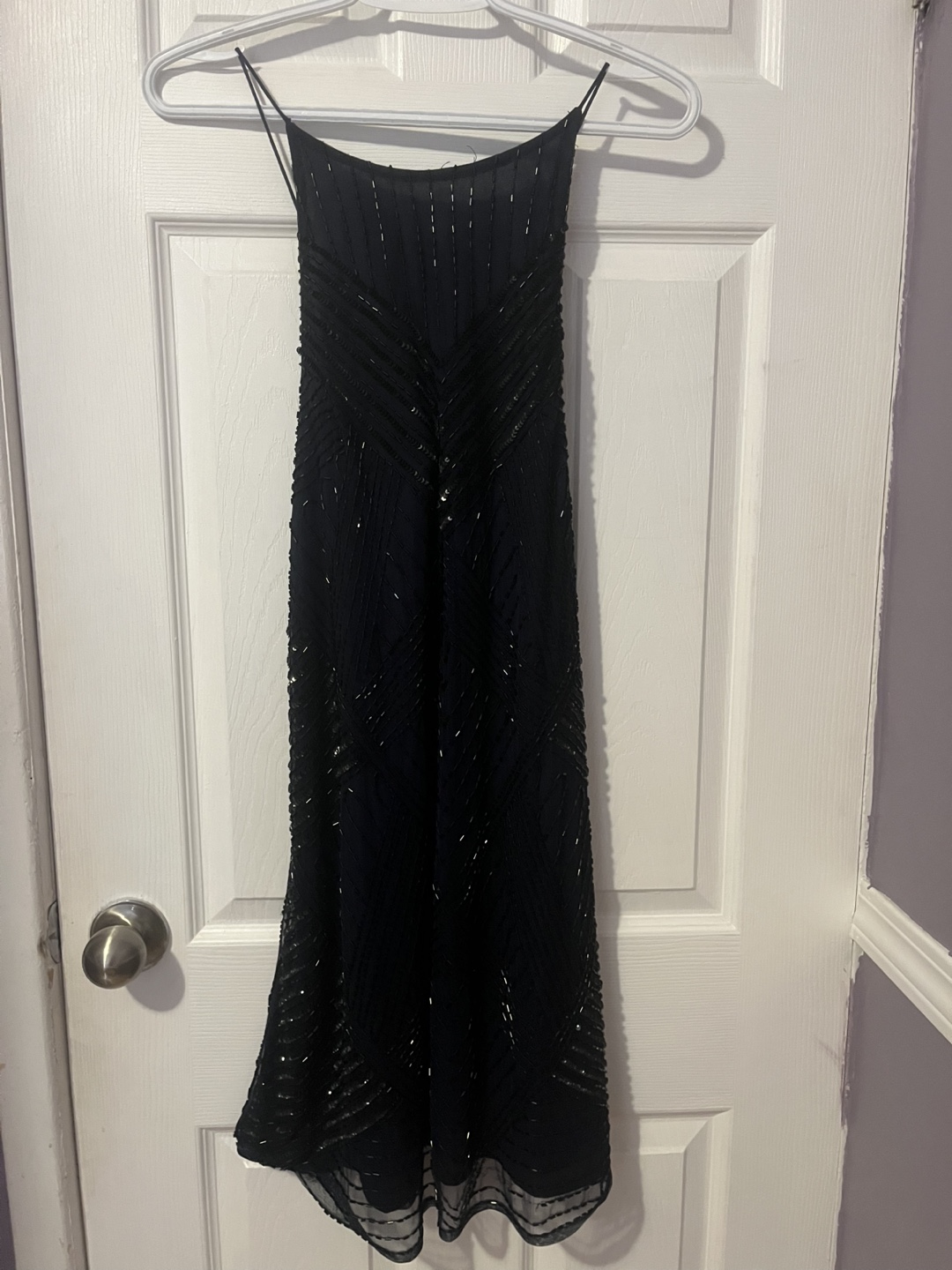 Navy Beaded Spaghetti Strap Dress