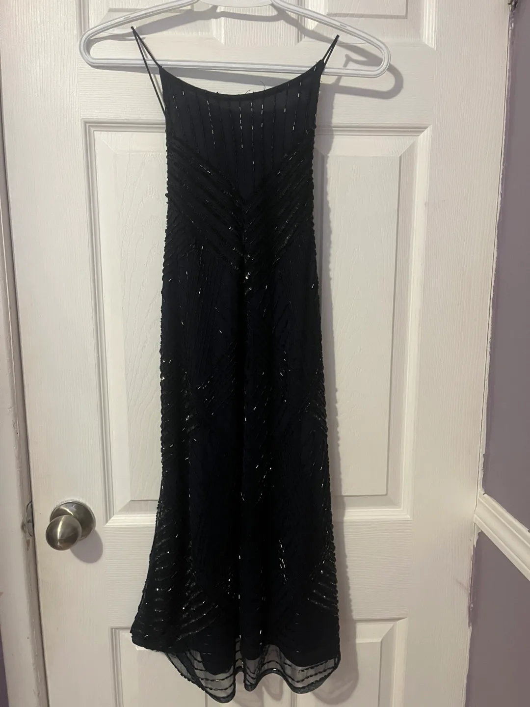 Navy Beaded Spaghetti Strap Dress thumbnail