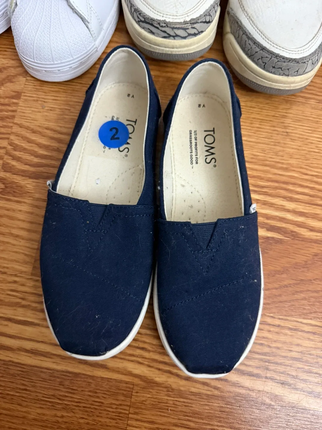 TOMS Navy Blue Slip-On Shoes - Size 2