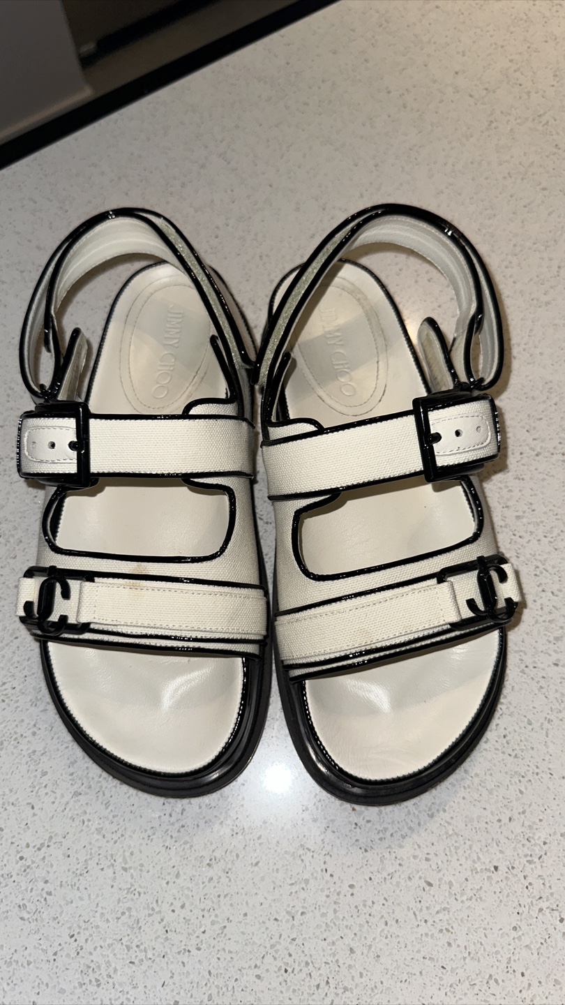Jimmy Choo Elyn Flat Sandals (Size 37)