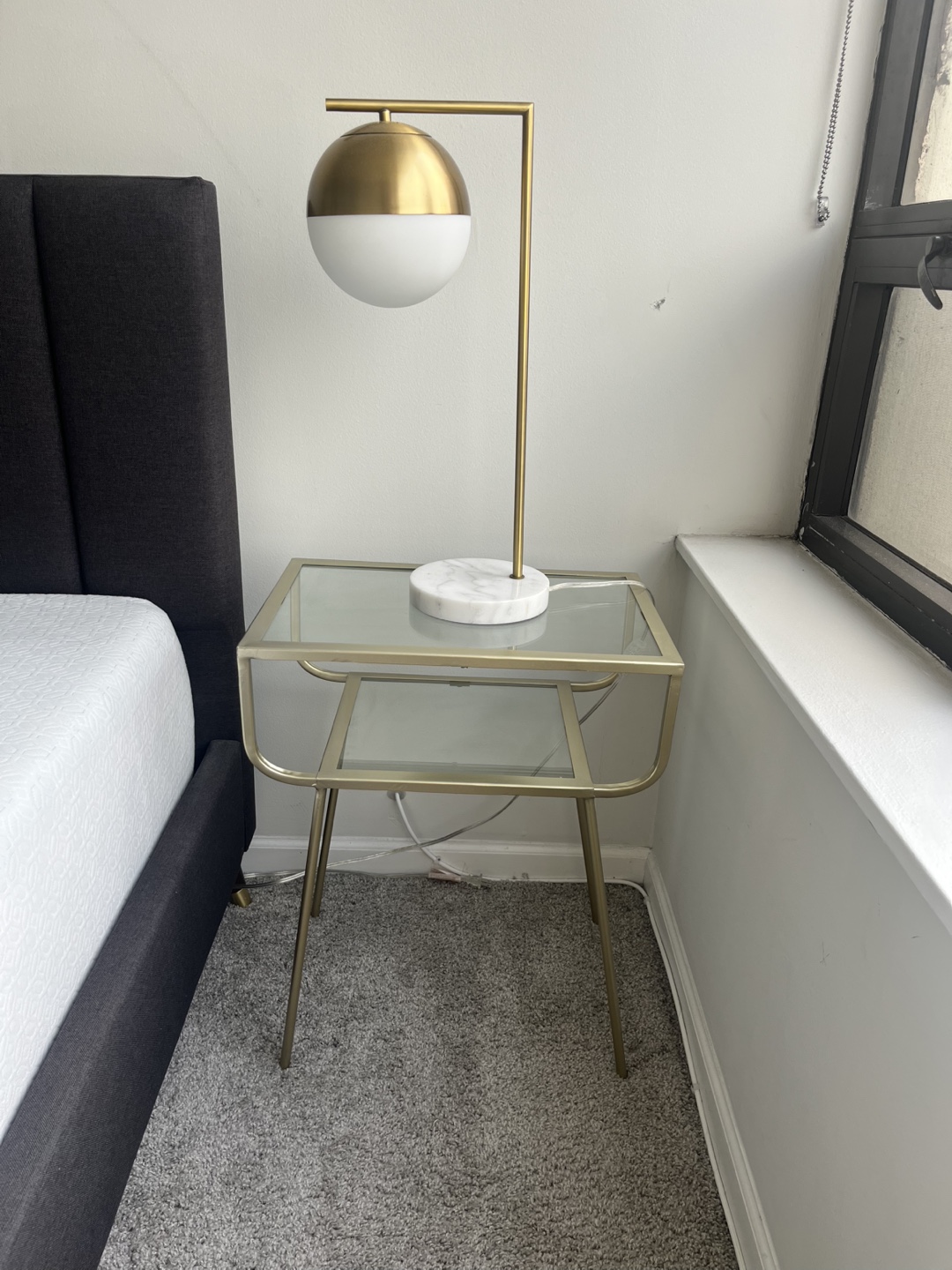 Gold Metal & Glass Side Table