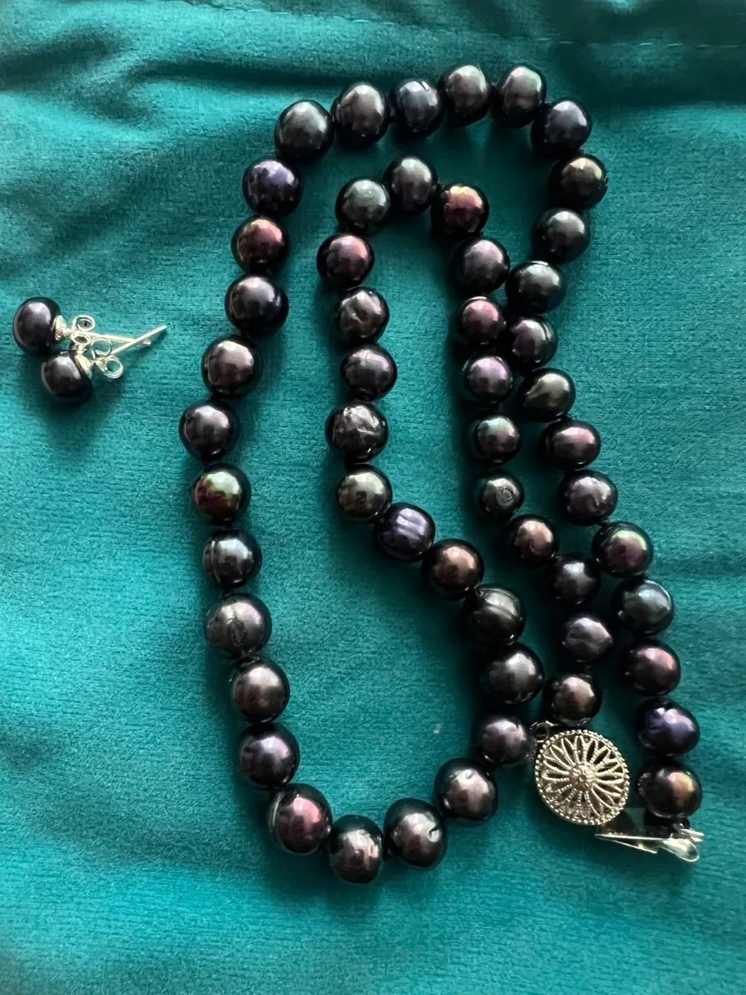 Real Tahitian pearl necklace earrings