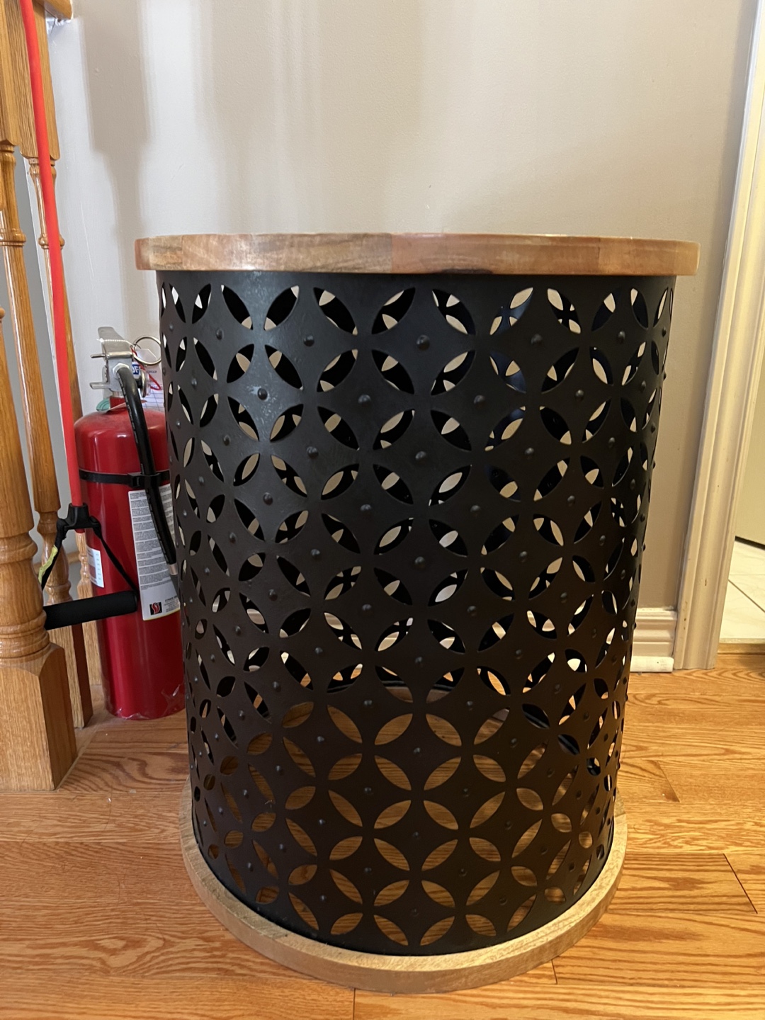 Round Wood & Metal Accent Table - photo 2
