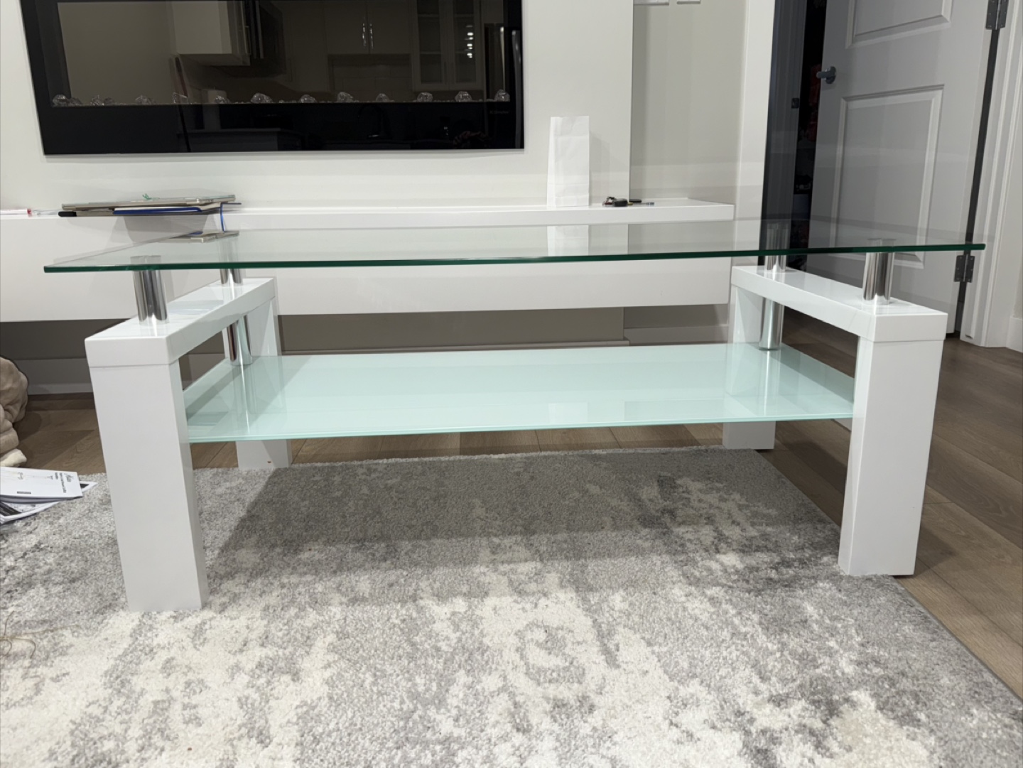 Glass Coffee Table - White Frame - photo 3