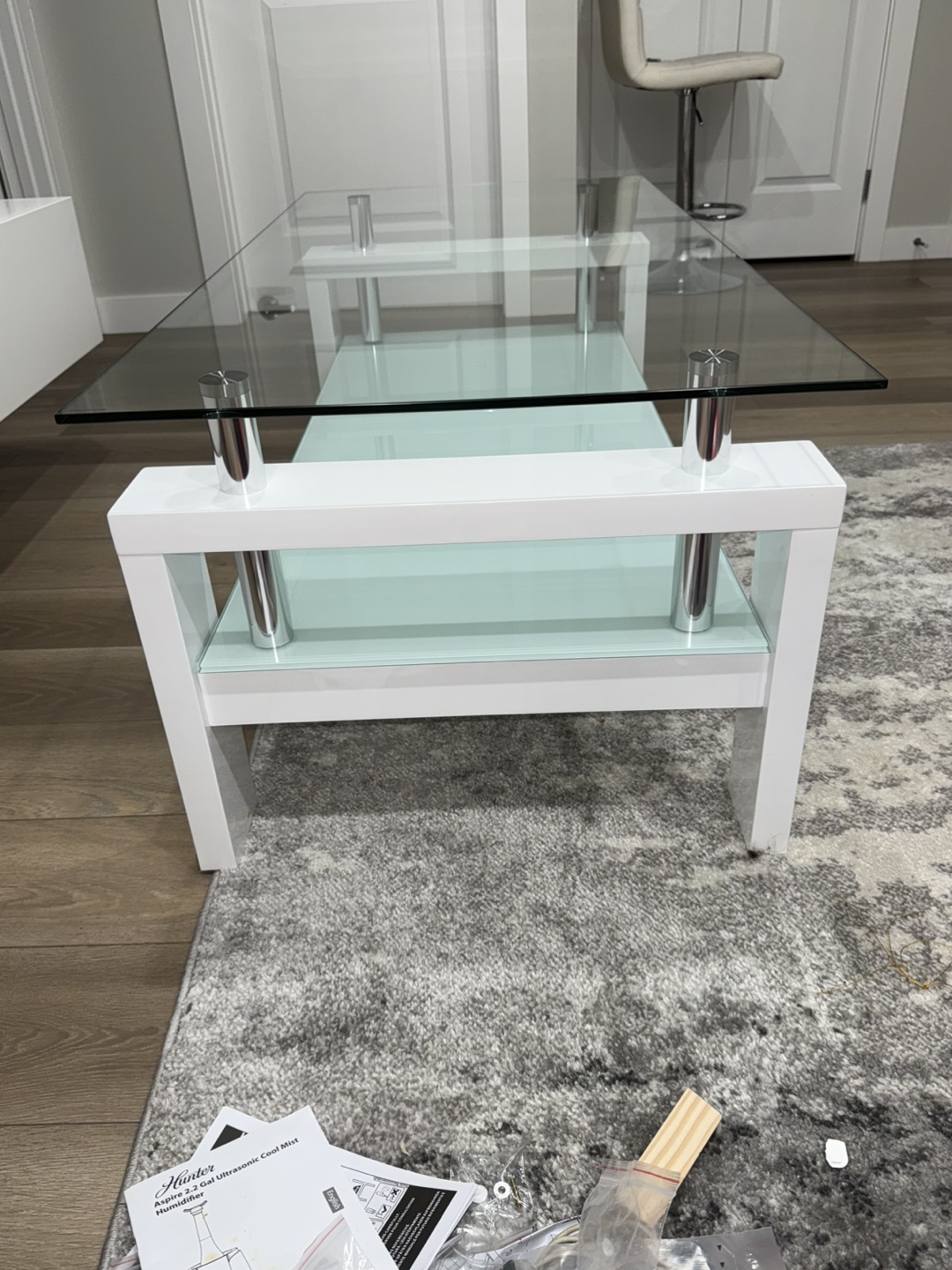 Glass Coffee Table - White Frame - photo 2