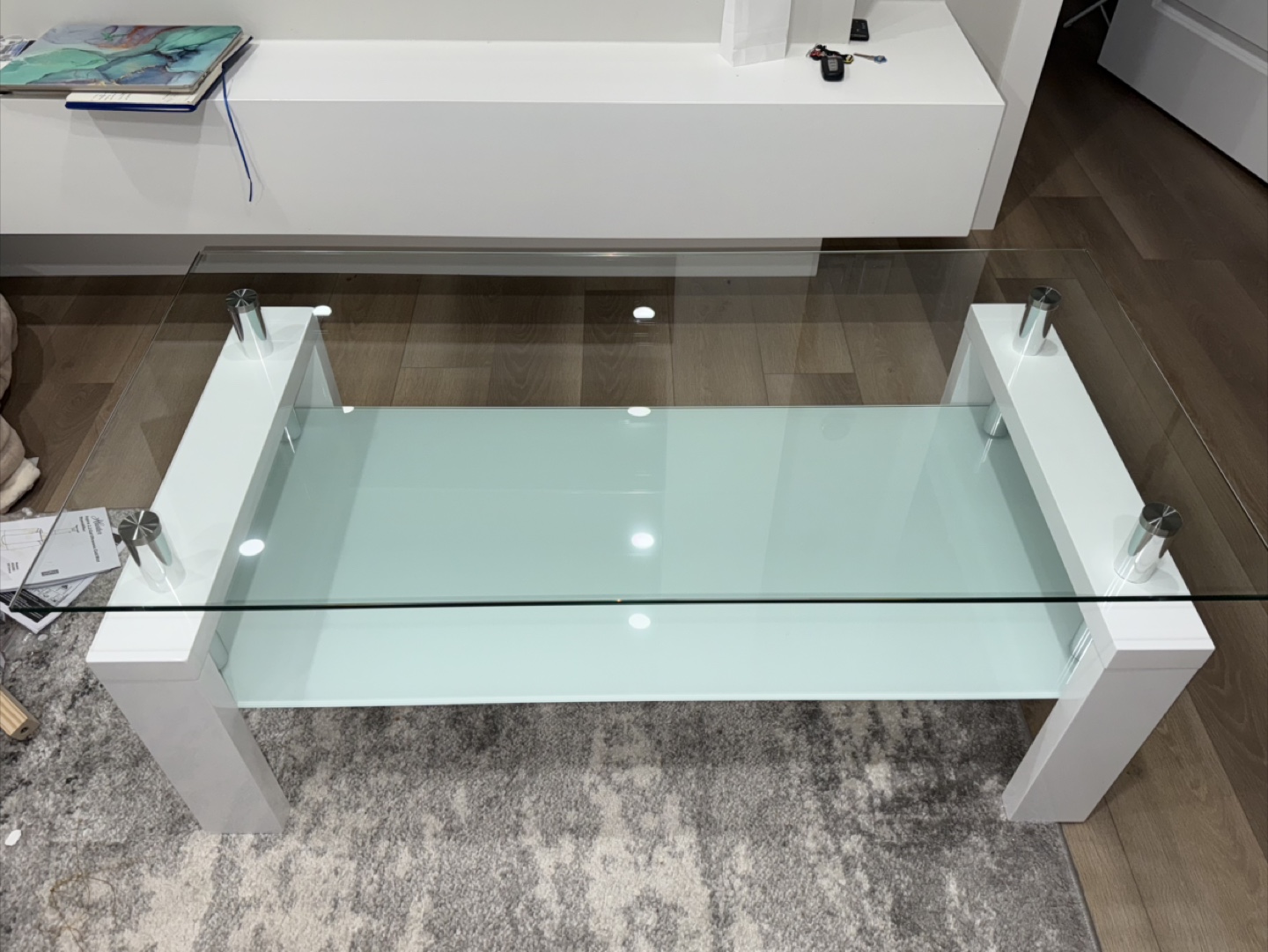Glass Coffee Table - White Frame