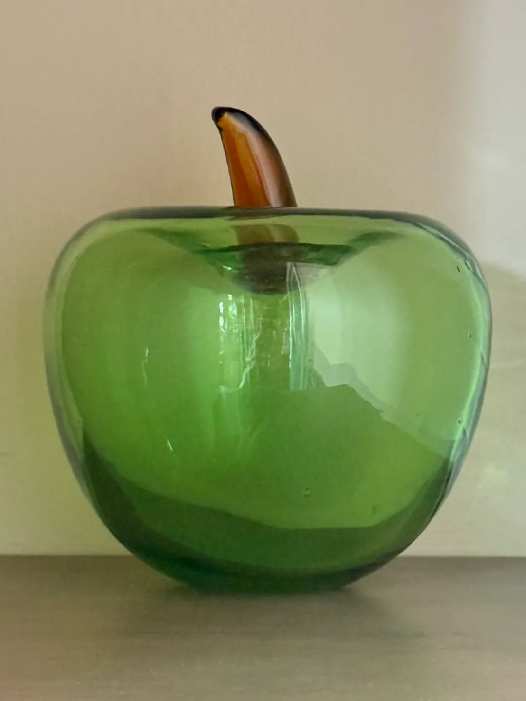 Green Art Glass Apple Decor - 7”T thumbnail