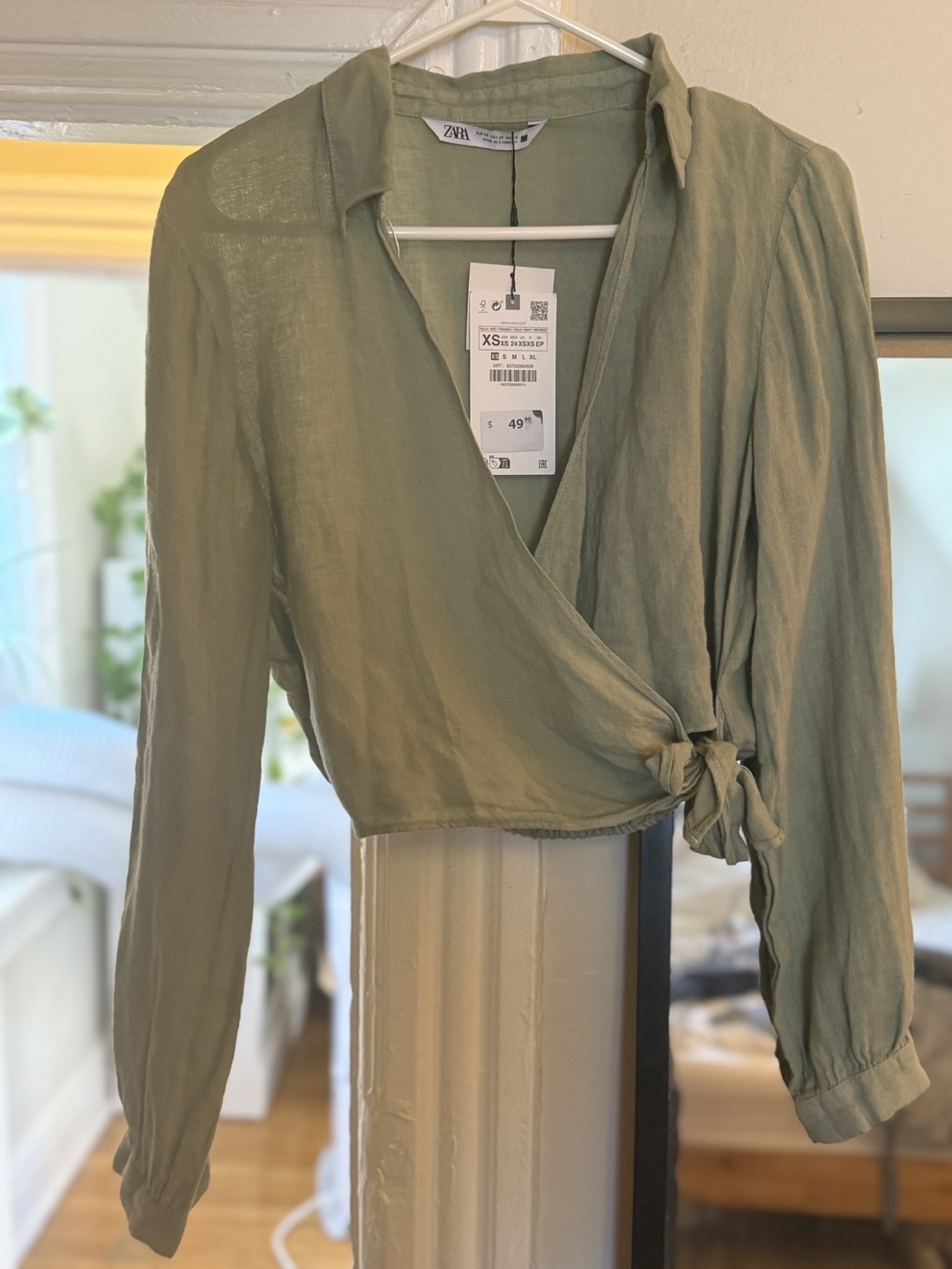 Zara Cropped Linen Blouse