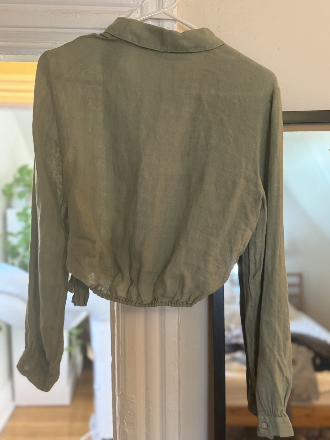 Zara Cropped Linen Blouse - photo 2