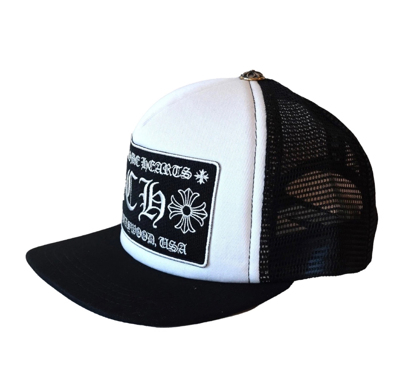 Chrome Hearts CH Hollywood Trucker Hat White Black - photo 2
