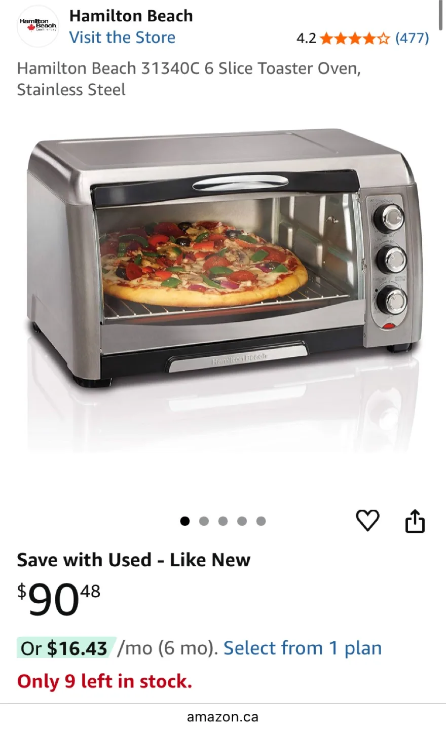 Hamilton Beach Stainless Steel Convection Toaster Oven thumbnail