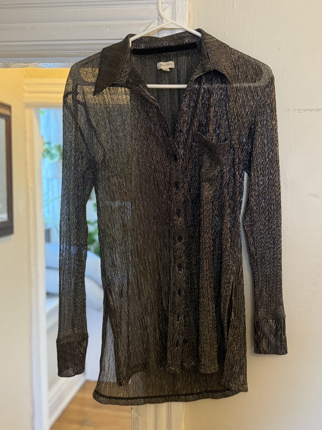 Anthropologie Metallic Button-Down Shirt