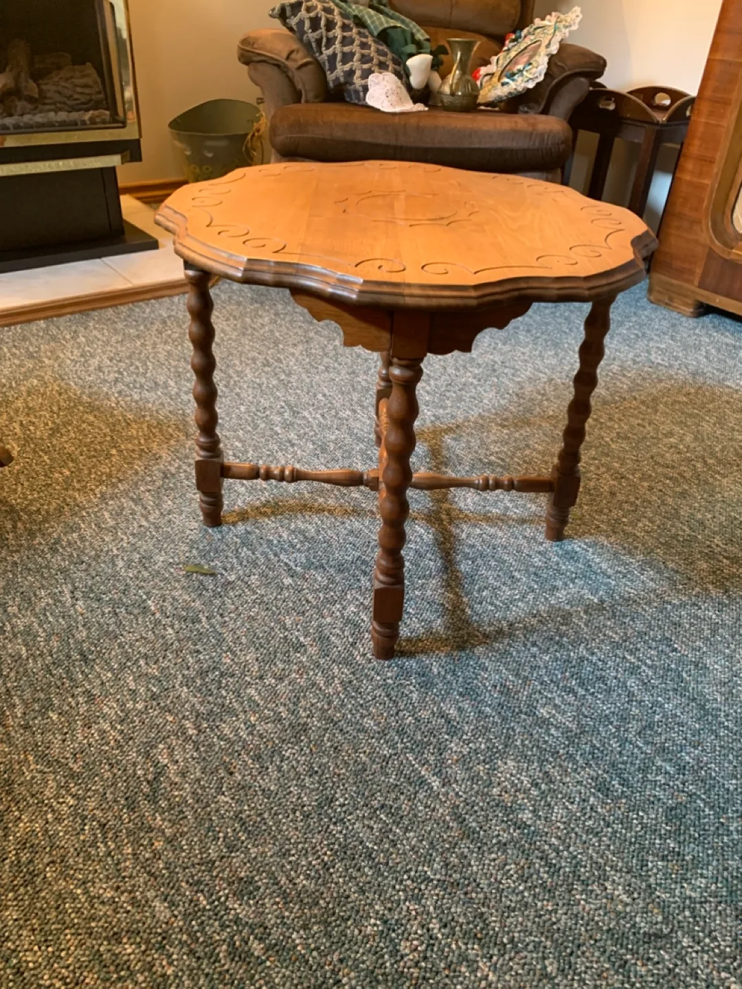 Vintage Wooden Accent Table thumbnail