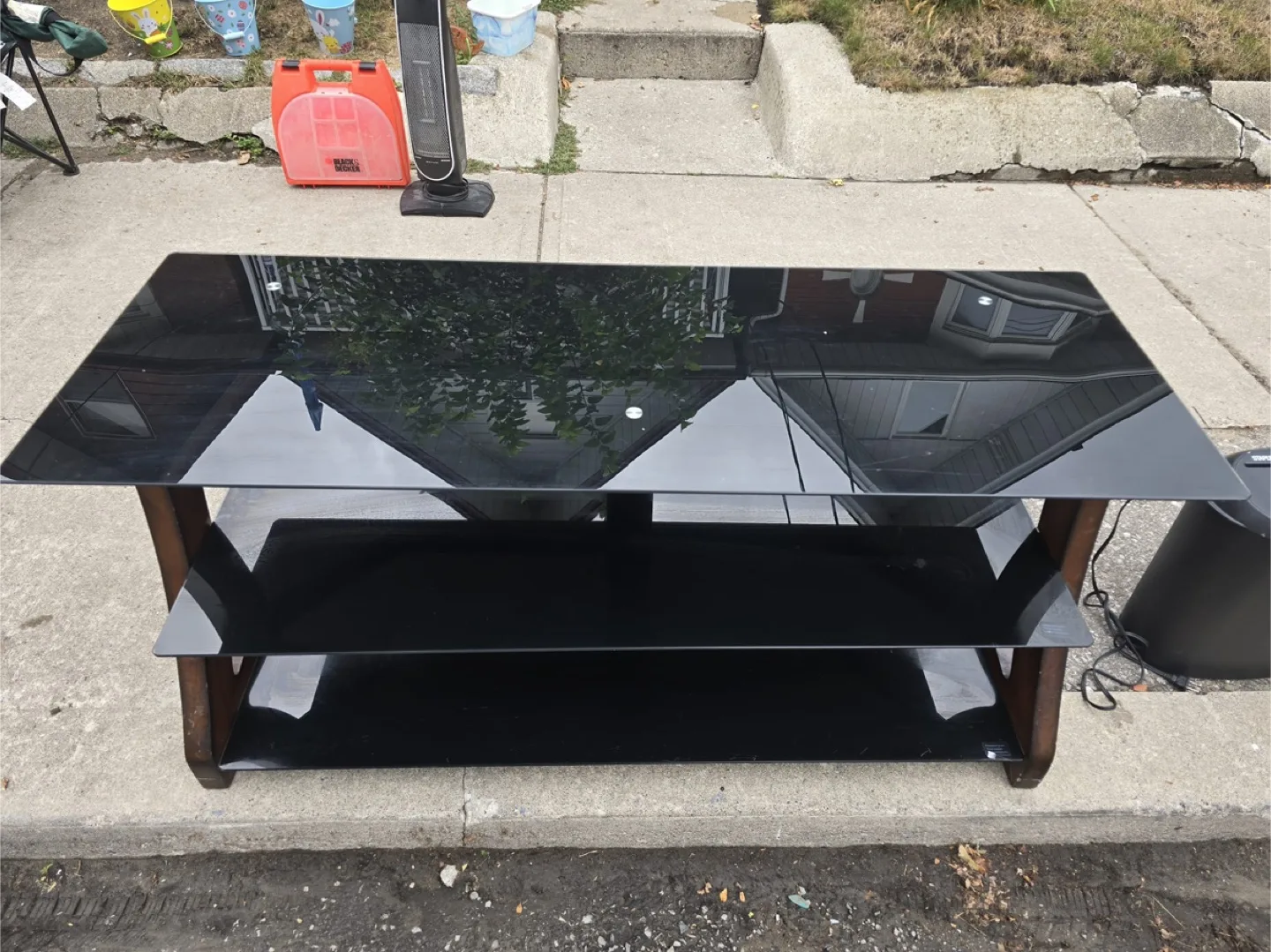 Black Glass TV Stand