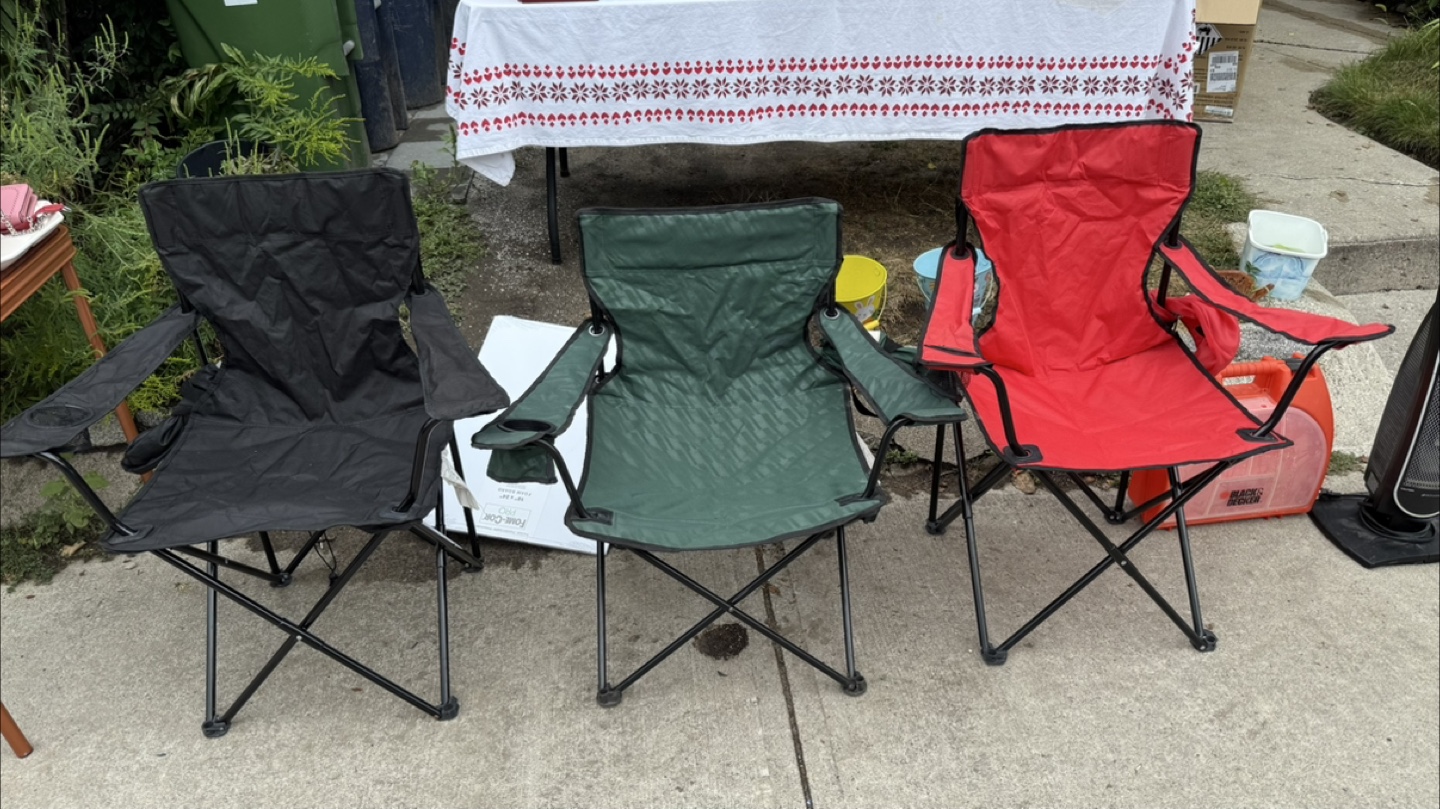 Folding Camping Chairs - Black, Green, Red
