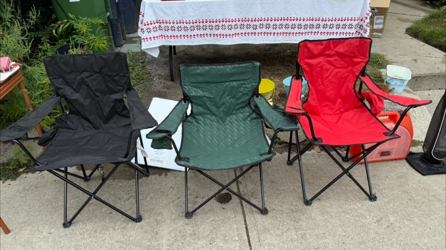 Folding Camping Chairs - Black, Green, Red
