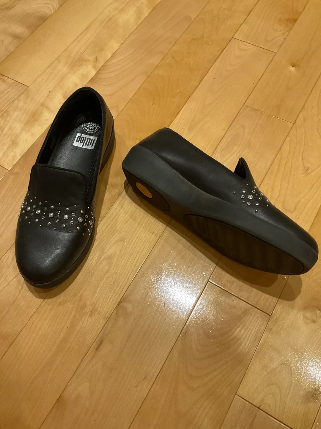 Fitflop Leather Loafers, US 9, Black image indicator(2)