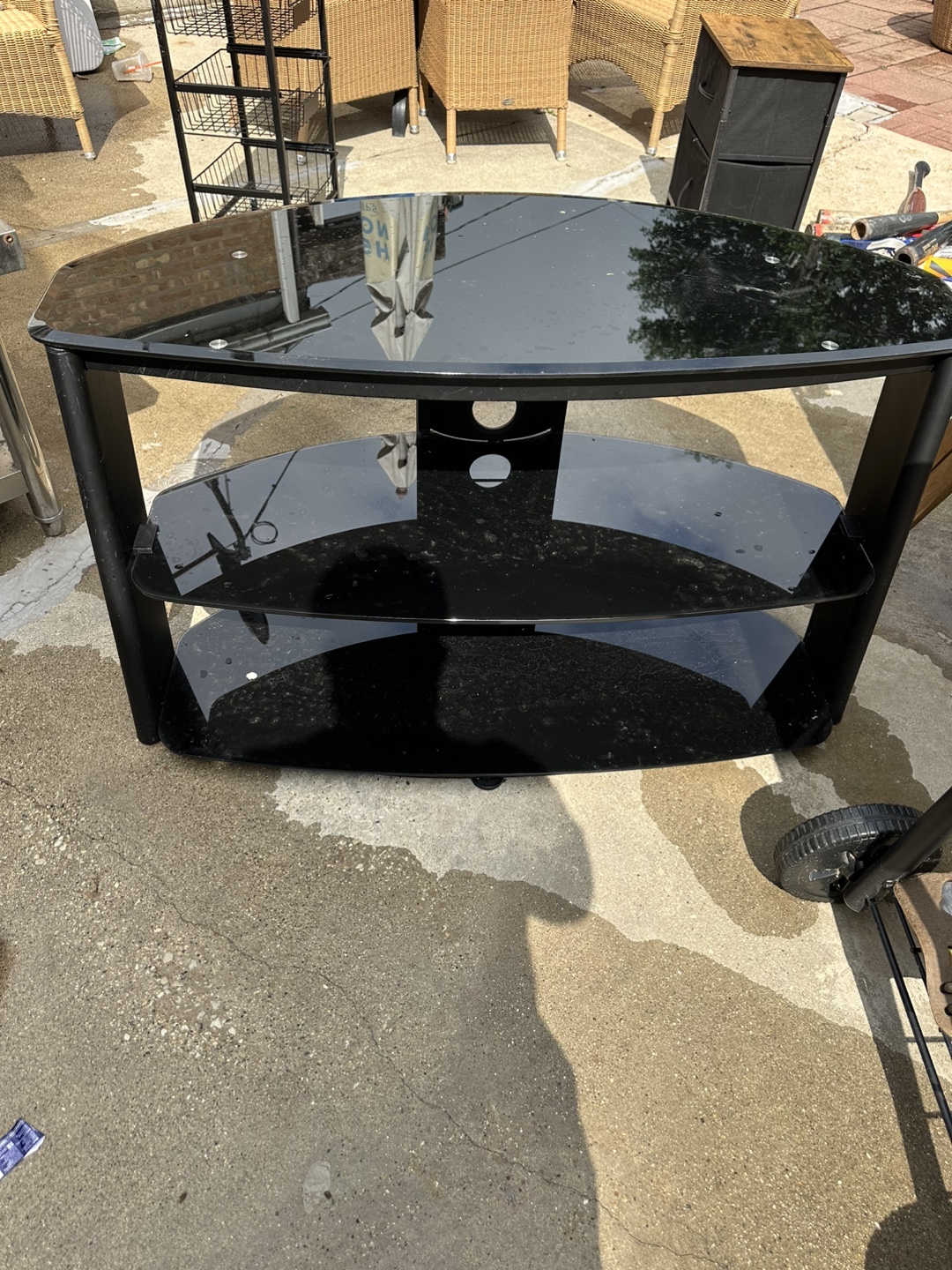 Black Glass TV Stand - 47x22 in - photo 2
