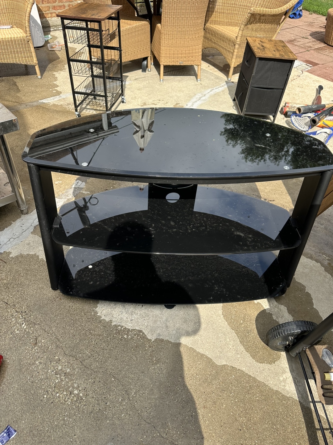Black Glass TV Stand - 47x22 in
