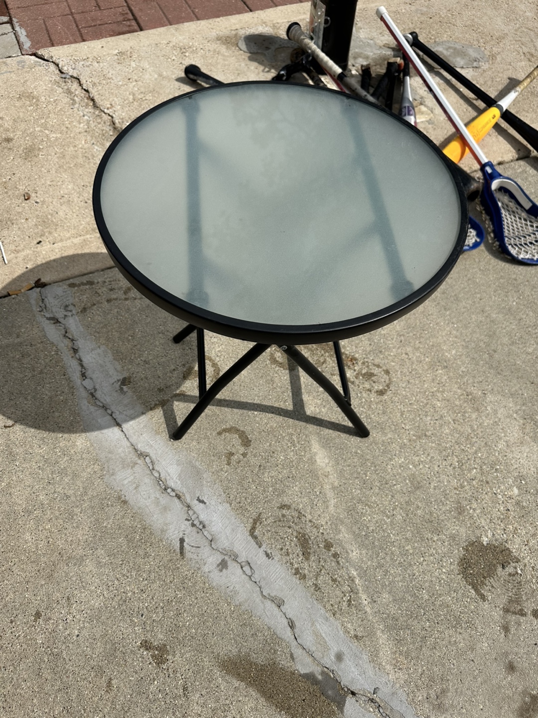 Round Glass Top Folding Table - 24 inch