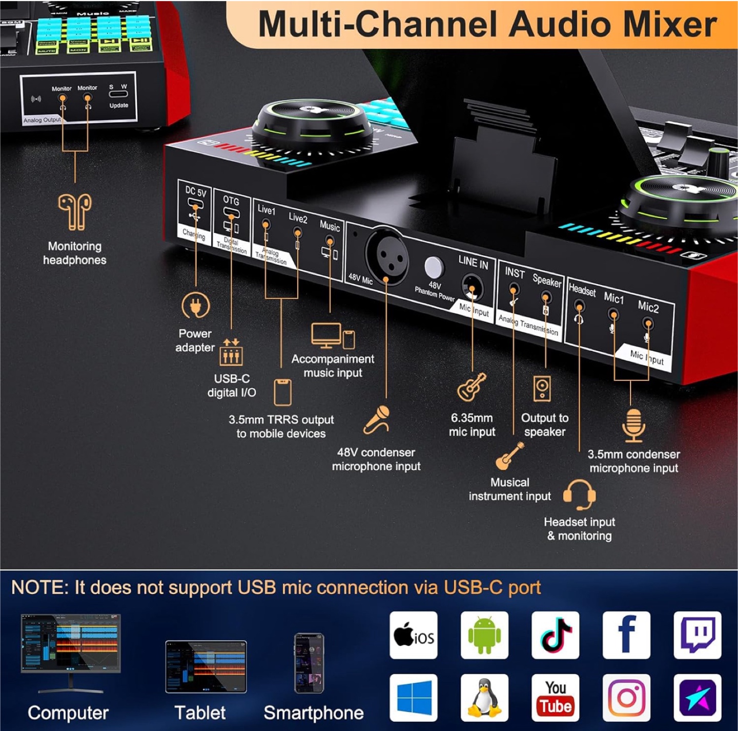 G10 Mixer Audio Interface Sound Card - photo 3