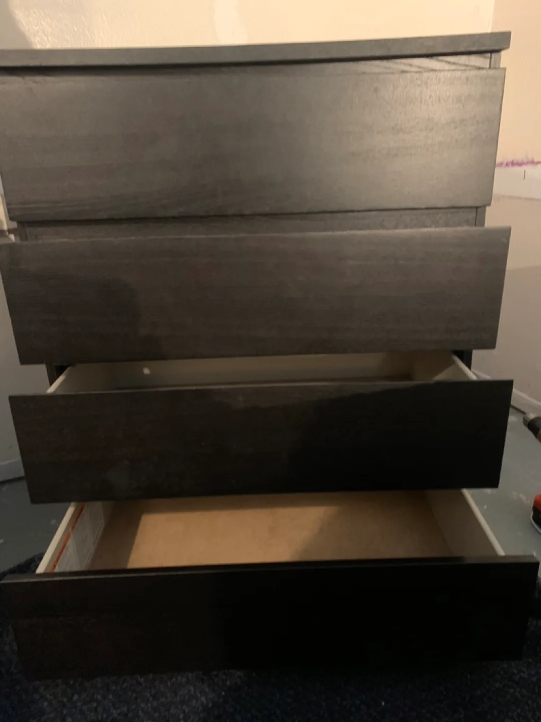 Black Wodden 4-Drawer Dresser image indicator(2)