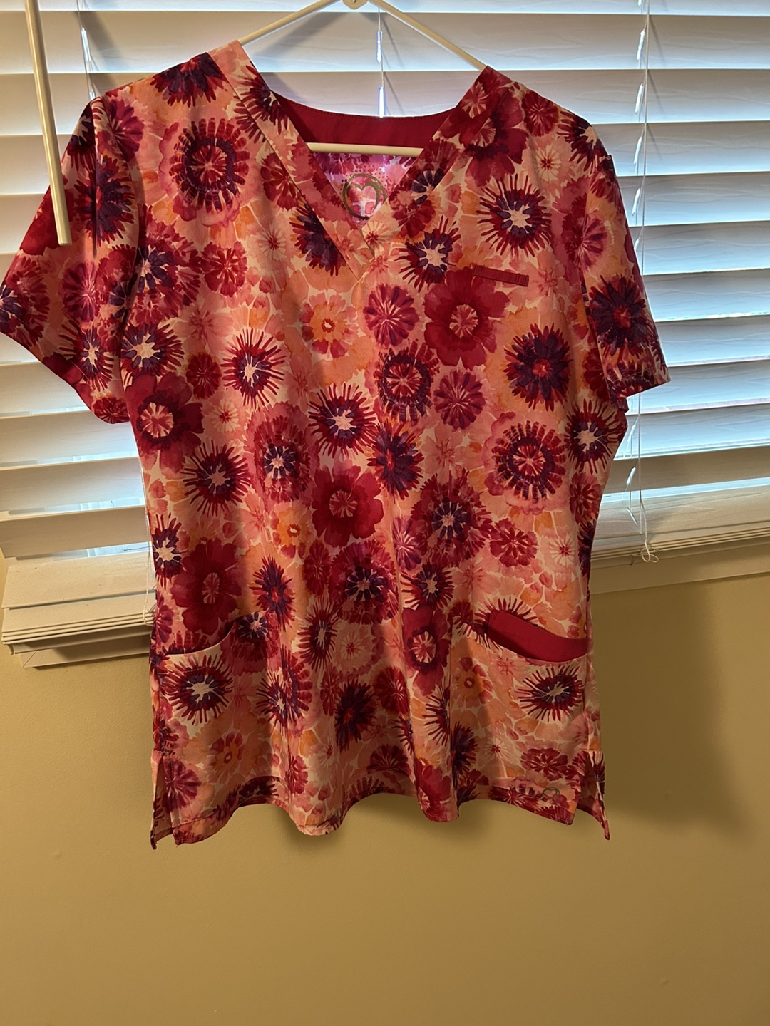 Floral Print Scrub Top